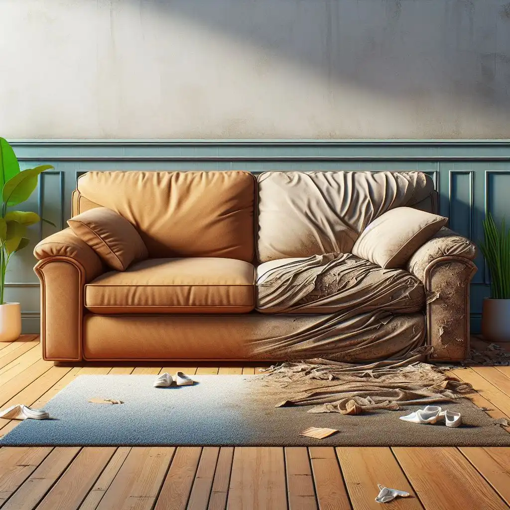 a sofa half cleaned - best sofa cleaning service in Qatar